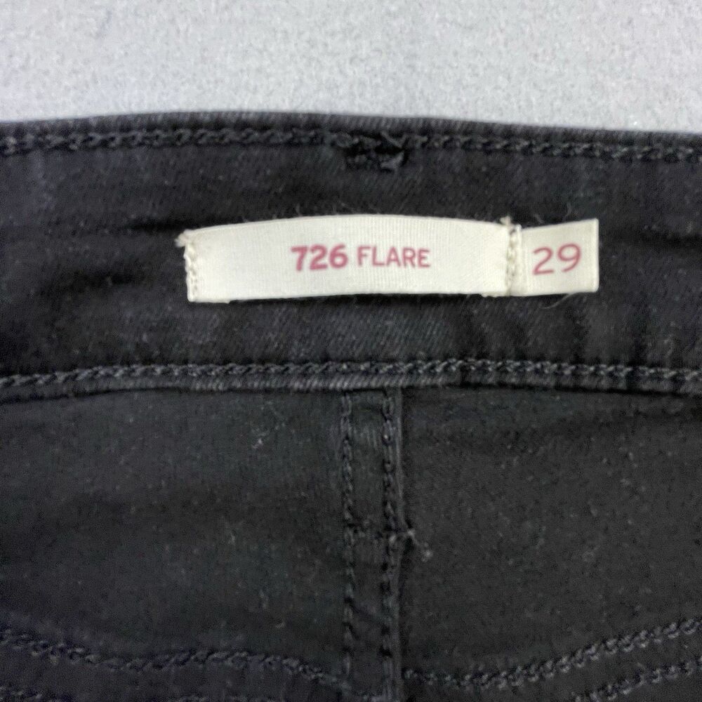 Levi’s 726 Flare Jeans Womens 29x29 Black High Rise Stretch Denim - Picture 6 of 16